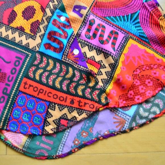 Farm Rio Dotted Patch Scarf Shirt Size XS - Picture 4 of 14